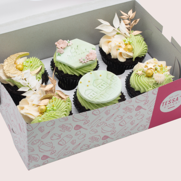 Sage Crescent Cupcake Box