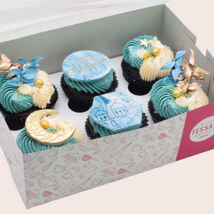 Moonlit Crescent Cupcake Box