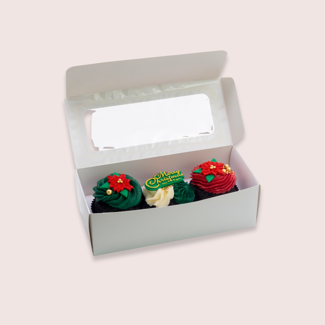 The Poinsettia Trio Cupcake Gift Box - Image 2