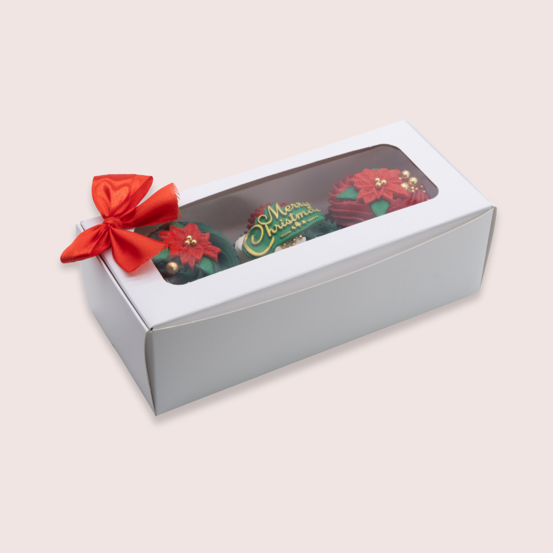 The Poinsettia Trio Cupcake Gift Box