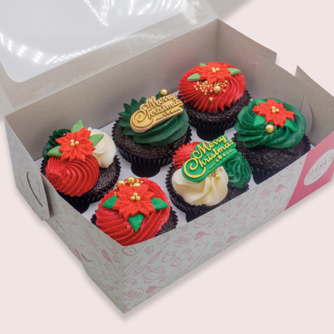 The Poinsettia Bloom Cupcake Box